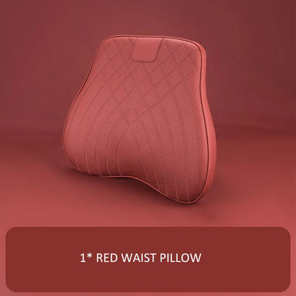 Car Headrest Neck Waist Pillow Lumbar Pillow Breathable Memory Cotton Ergonomic Design Support Lumbar Cushion Travel Pillow