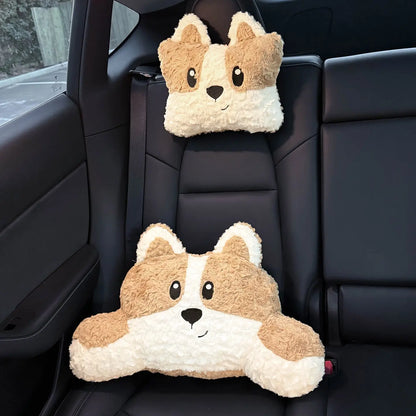 Dog Car Seat Headrest Pillow Plush Head Protector Cartoon Panda Travel Pillow Auto Cute Cushion Interior Accessories For Kids