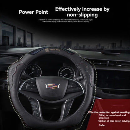 XMSJ High-end Cowhide Steering Wheel Cover for 14.5-15 inch Steering Wheel,Real Leather Steering Wheel Cover for Men Women