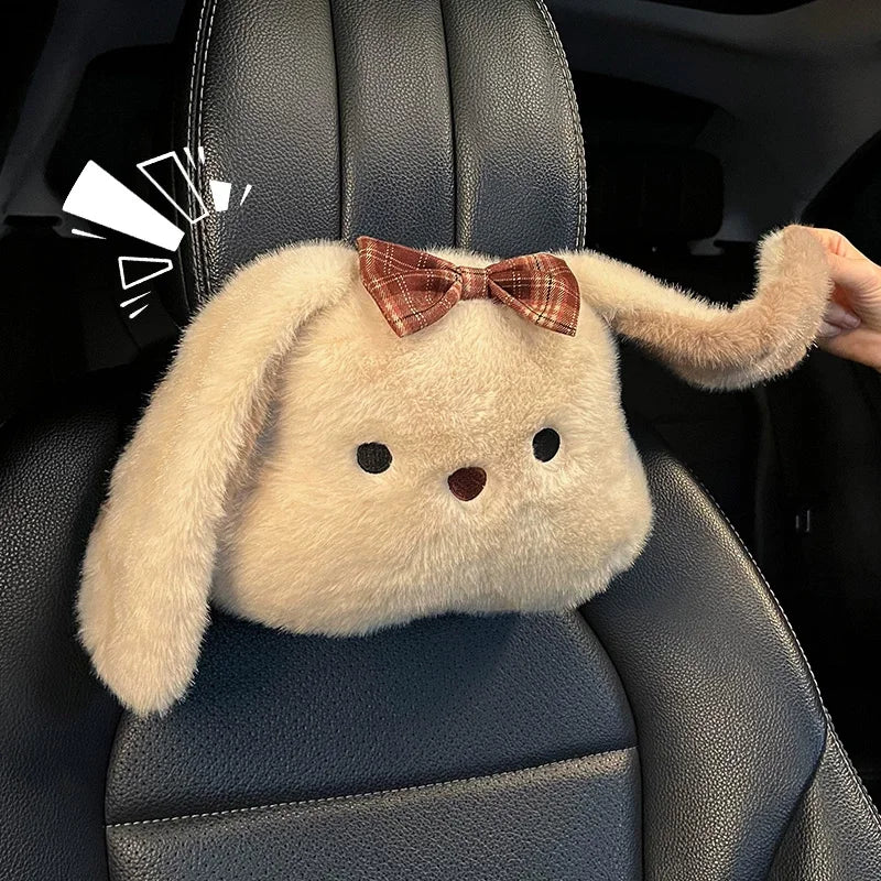 Bunny Car Seat Headrest Pillow Plush Head Protector Cartoon Panda Travel Pillow Auto Cute Cushion Interior Accessories For Kids