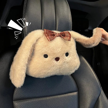 Bunny Car Seat Headrest Pillow Plush Head Protector Cartoon Panda Travel Pillow Auto Cute Cushion Interior Accessories For Kids