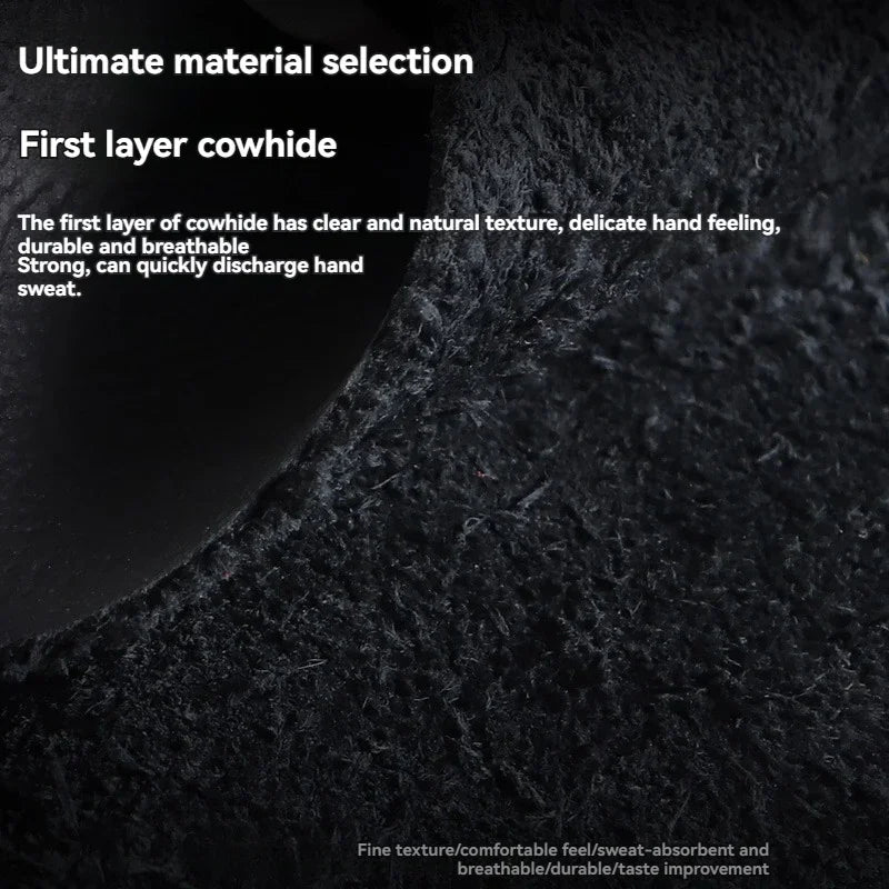 XMSJ High-end Cowhide Steering Wheel Cover for 14.5-15 inch Steering Wheel,Real Leather Steering Wheel Cover for Men Women