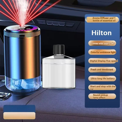 Smart Car Air Freshener Rechargeable Aroma Diffuser 5 Levels of Adjustable Intelligent  Diffuser Pickup Light Starry Sky Summit