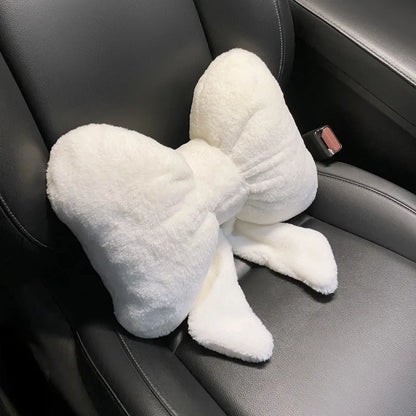 New Bowknot Car Headrest Pillow Lovely Auto Seat Head Support Neck Protector Cushion Plush Automobiles Lumbar Rest Car Kits