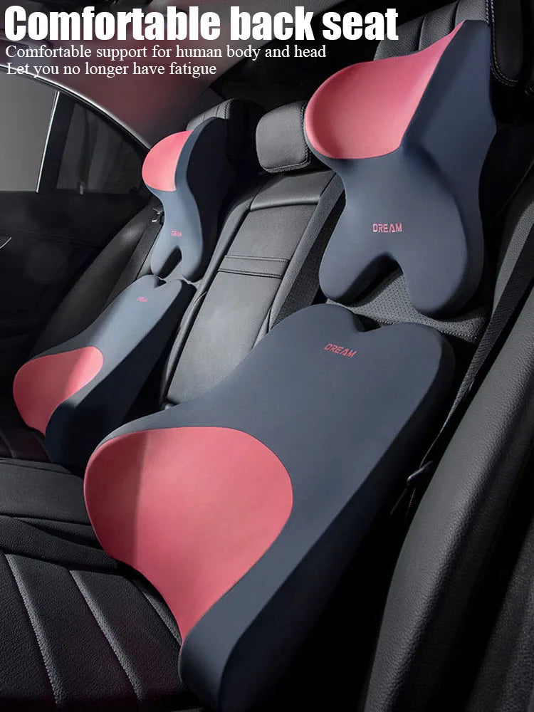 Car Lumbar Support Headrest Neck Pillow Universal Soft Neck Cushion Auto Seat Memory Cotton Rebound Trip Rest Pain Relief Pillow