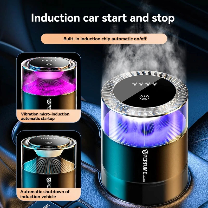 Rechargeable Smart Car Diffuser: Voice-Activated RGB Mood Lighting & Mist for an Immersive Driving Experience