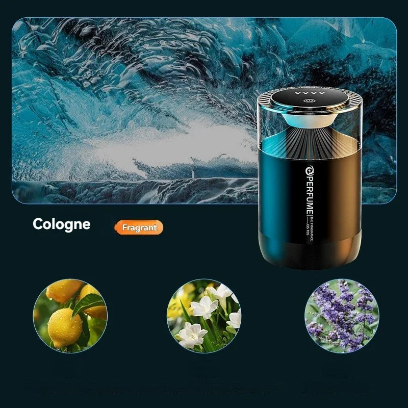 Smart Car Air Freshener Rechargeable Car Aroma Diffuser Cloud Mist with RGB Light for Automotive Interior