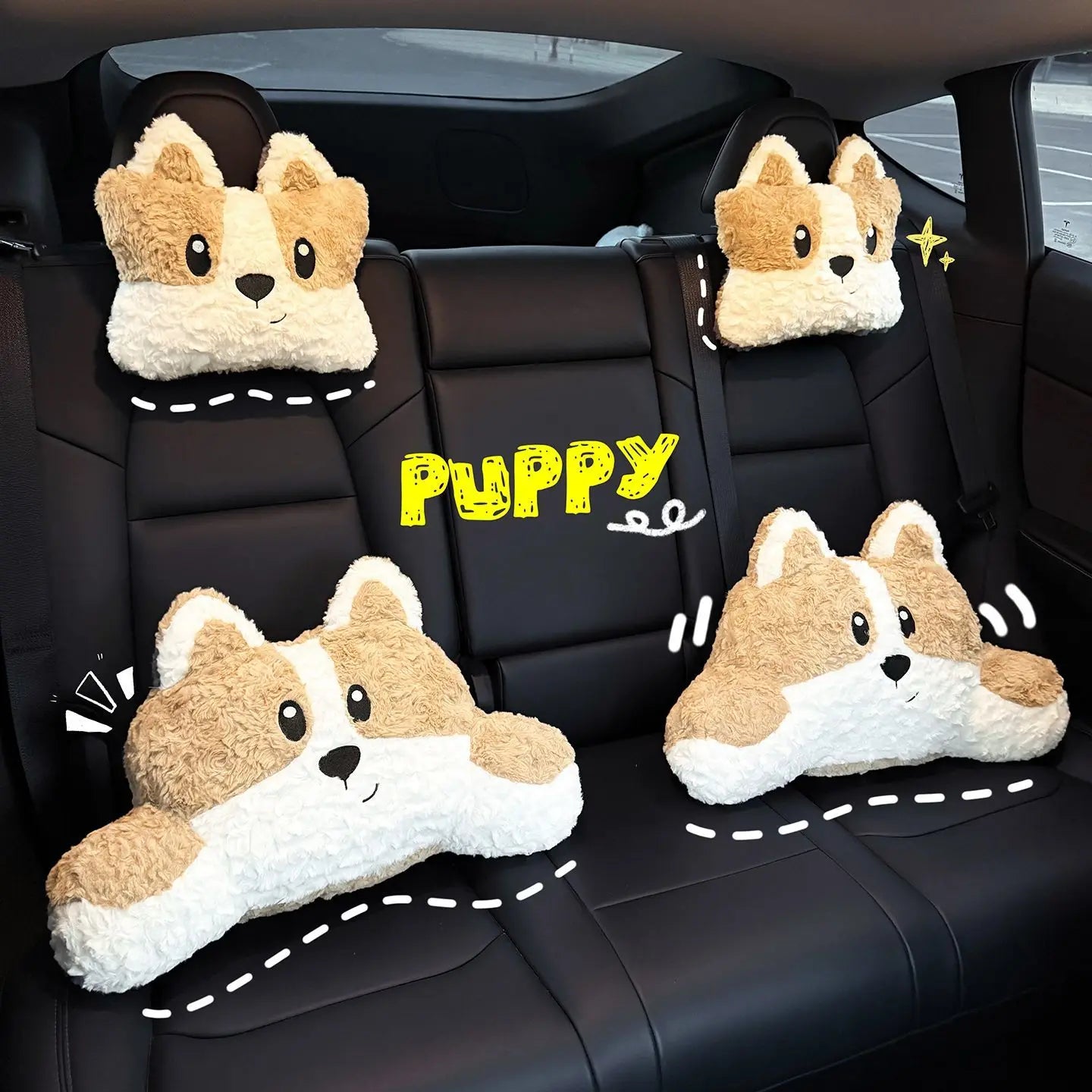 Dog Car Seat Headrest Pillow Plush Head Protector Cartoon Panda Travel Pillow Auto Cute Cushion Interior Accessories For Kids