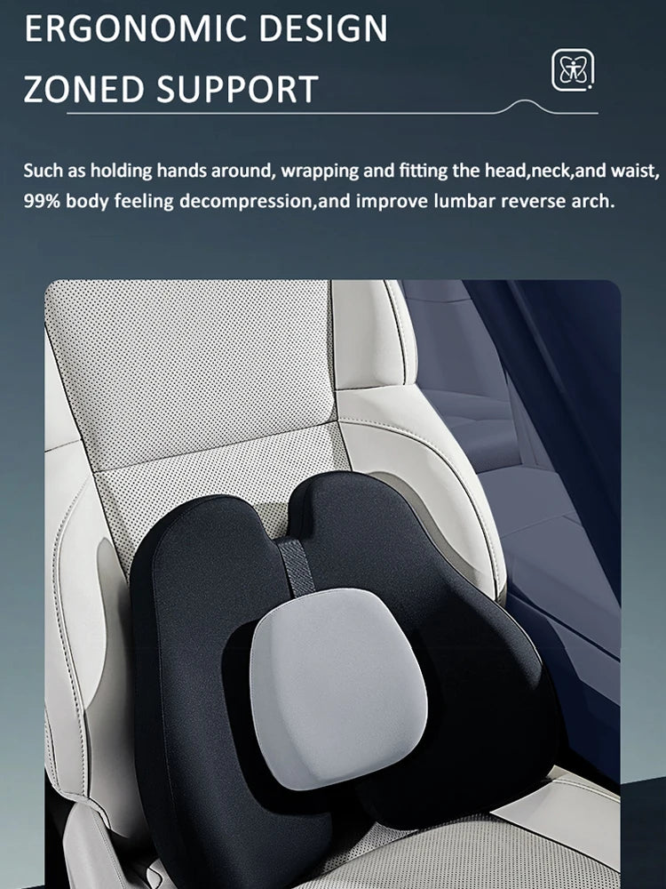 Car Seat Neck Pillow Lumbar Support Headrest Waist lumbar Cushion Car Seat Memory Foam For Car Travel interior Accessories