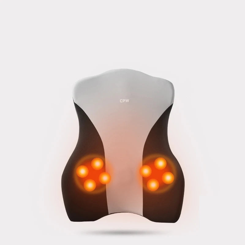 Car Electric Massage Headrest Lumbar Support Vibration Waist Lumbar Neck Pillow Backrest Cushion Car Seat Interior Accessories