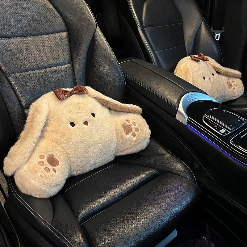 Bunny Car Seat Headrest Pillow Plush Head Protector Cartoon Panda Travel Pillow Auto Cute Cushion Interior Accessories For Kids