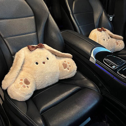 Bunny Car Seat Headrest Pillow Plush Head Protector Cartoon Panda Travel Pillow Auto Cute Cushion Interior Accessories For Kids