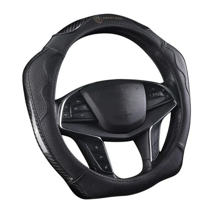 XMSJ High-end Cowhide Steering Wheel Cover for 14.5-15 inch Steering Wheel,Real Leather Steering Wheel Cover for Men Women