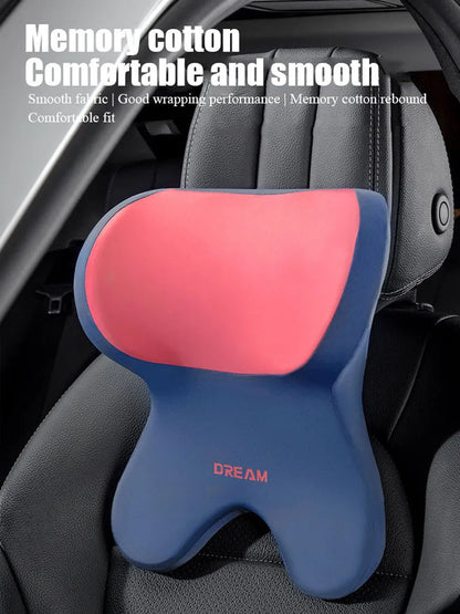 Car Lumbar Support Headrest Neck Pillow Universal Soft Neck Cushion Auto Seat Memory Cotton Rebound Trip Rest Pain Relief Pillow