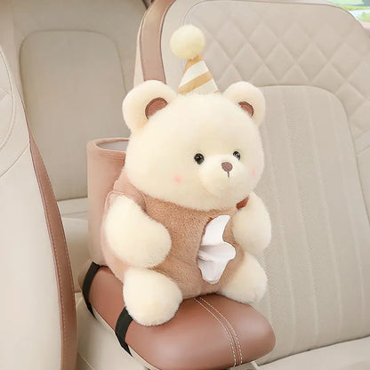 Cartoon Cute Car Tissue Box Creative Car Armrest Box Garbage Can 2 In 1 Tissue Bag Multi-functional Storage Bag For Home Office
