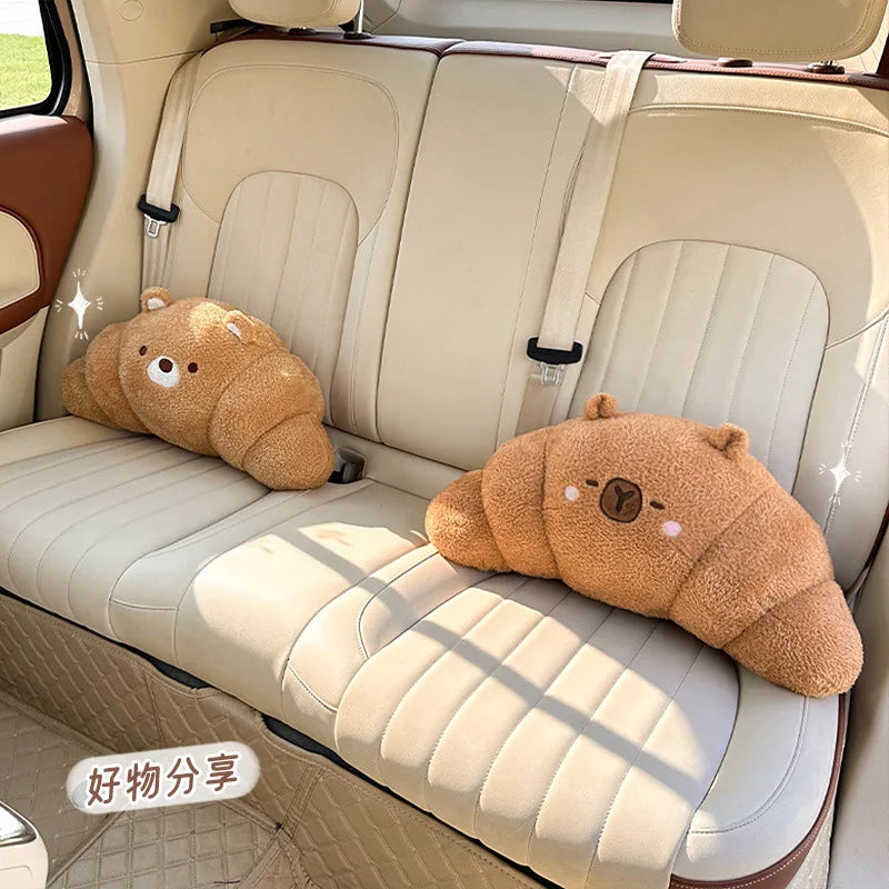 New Car Seat Headrest Pillow Plush Head Protector Cartoon Panda Travel Pillow Auto Cute Cushion Interior Accessories For Kids
