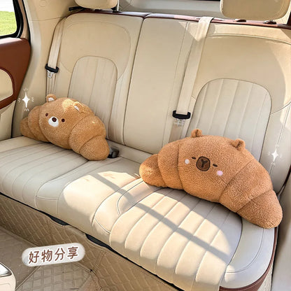 New Car Seat Headrest Pillow Plush Head Protector Cartoon Panda Travel Pillow Auto Cute Cushion Interior Accessories For Kids