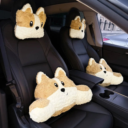 Dog Car Seat Headrest Pillow Plush Head Protector Cartoon Panda Travel Pillow Auto Cute Cushion Interior Accessories For Kids