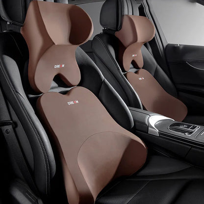 Car Lumbar Support Headrest Neck Pillow Universal Soft Neck Cushion Auto Seat Memory Cotton Rebound Trip Rest Pain Relief Pillow