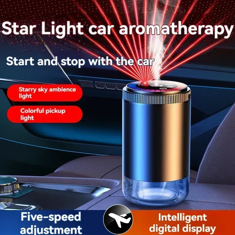 Smart Car Air Freshener Rechargeable Aroma Diffuser 5 Levels of Adjustable Intelligent  Diffuser Pickup Light Starry Sky Summit