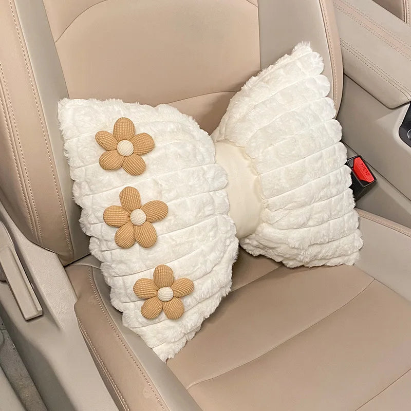 New Cartoon Headrest Pillow Cute Headrest Plush Cartoon Animal Car Lumbar Support Pillow Creative Car Neck Pillow Accessories