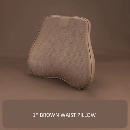 Car Headrest Neck Waist Pillow Lumbar Pillow Breathable Memory Cotton Ergonomic Design Support Lumbar Cushion Travel Pillow