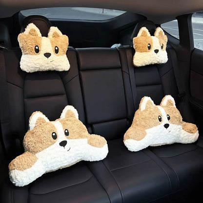 Dog Car Seat Headrest Pillow Plush Head Protector Cartoon Panda Travel Pillow Auto Cute Cushion Interior Accessories For Kids