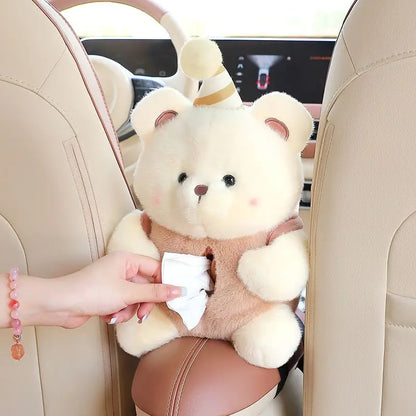 Cartoon Cute Car Tissue Box Creative Car Armrest Box Garbage Can 2 In 1 Tissue Bag Multi-functional Storage Bag For Home Office