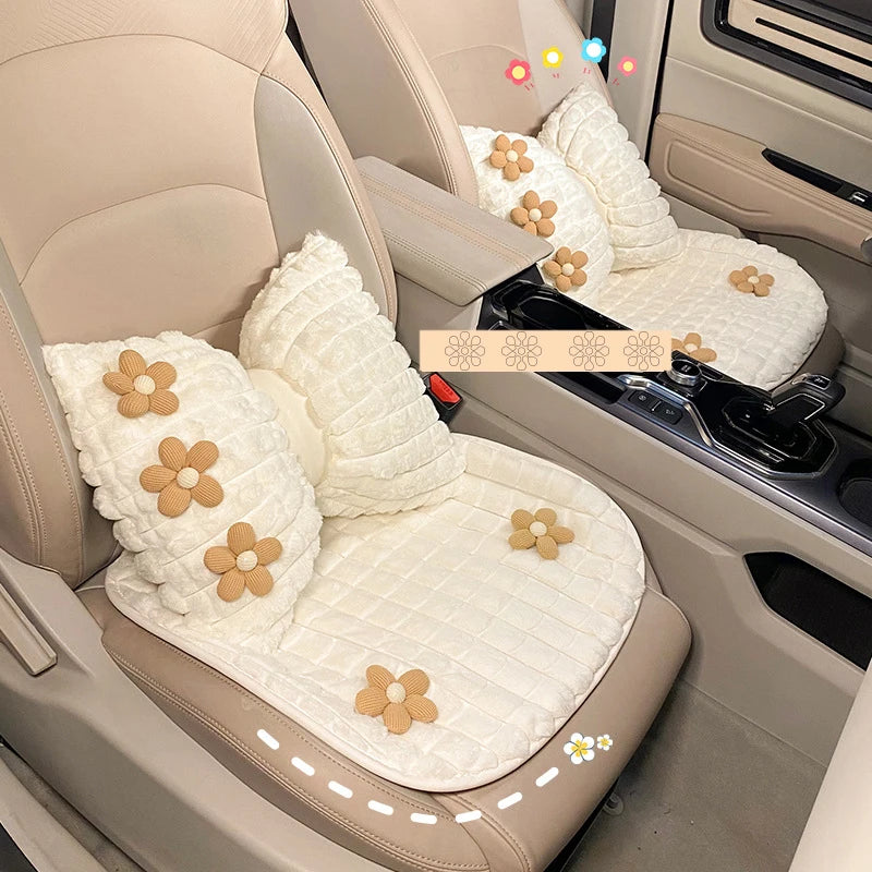 New Cartoon Headrest Pillow Cute Headrest Plush Cartoon Animal Car Lumbar Support Pillow Creative Car Neck Pillow Accessories
