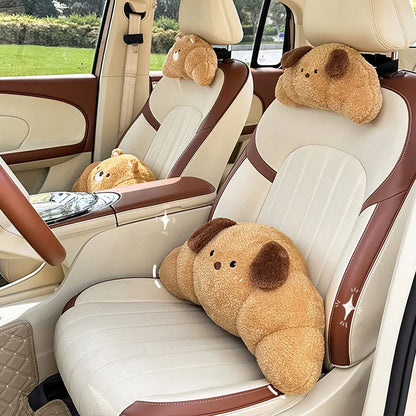New Car Seat Headrest Pillow Plush Head Protector Cartoon Panda Travel Pillow Auto Cute Cushion Interior Accessories For Kids