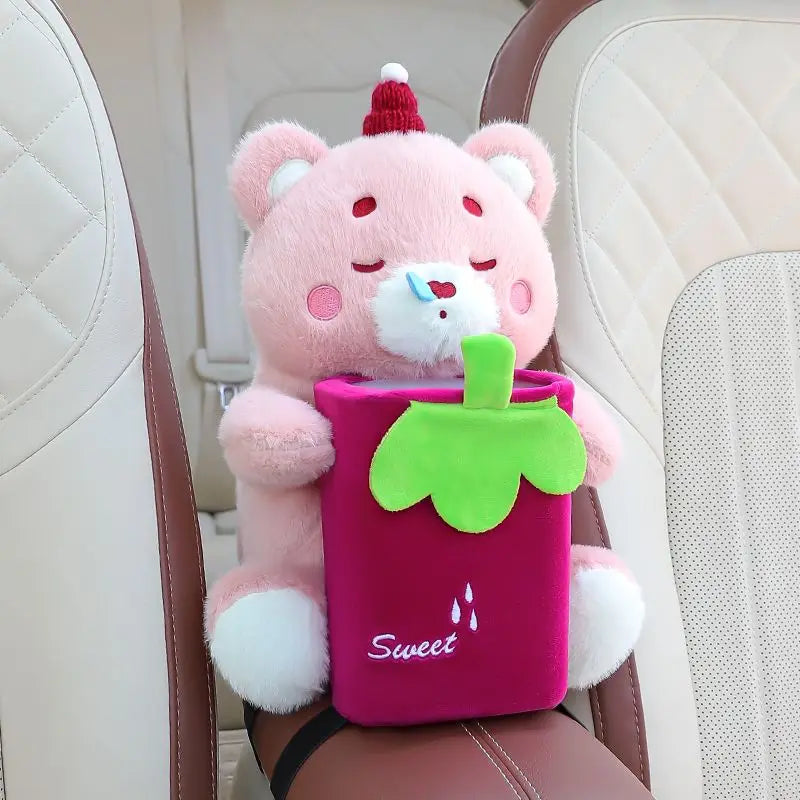 Cartoon Cute Car Tissue Box Creative Car Armrest Box Garbage Can 2 In 1 Tissue Bag Multi-functional Storage Bag For Home Office