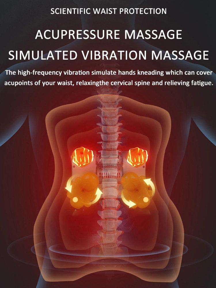 Car Electric Massage Headrest Lumbar Support Vibration Waist Lumbar Neck Pillow Backrest Cushion Car Seat Interior Accessories
