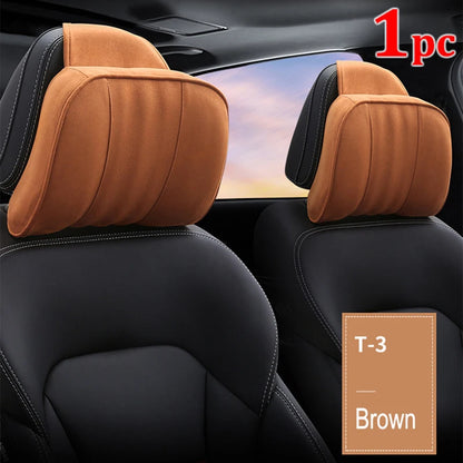 Car Headrest Maybach S-Class Ultra Soft Pillow Suede Fabric Comfortable Neck Pillow Seat Cushion Support for Universal 1PC