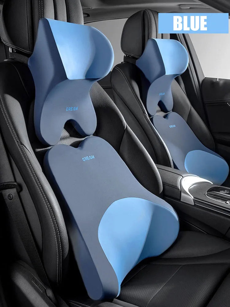 Car Lumbar Support Headrest Neck Pillow Universal Soft Neck Cushion Auto Seat Memory Cotton Rebound Trip Rest Pain Relief Pillow