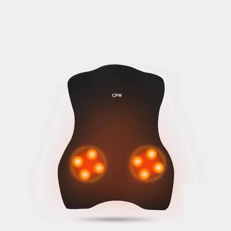 Car Electric Massage Headrest Lumbar Support Vibration Waist Lumbar Neck Pillow Backrest Cushion Car Seat Interior Accessories