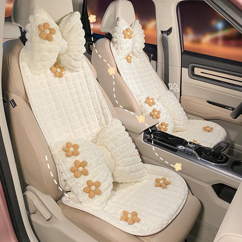 New Cartoon Headrest Pillow Cute Headrest Plush Cartoon Animal Car Lumbar Support Pillow Creative Car Neck Pillow Accessories