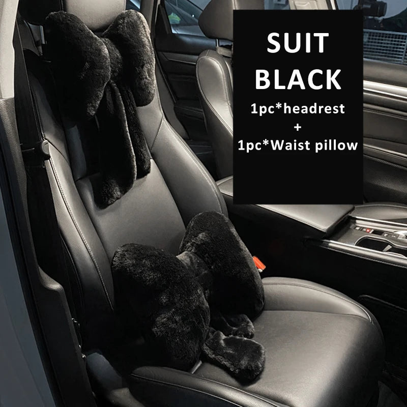 New Bowknot Car Headrest Pillow Lovely Auto Seat Head Support Neck Protector Cushion Plush Automobiles Lumbar Rest Car Kits