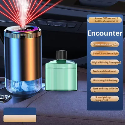 Smart Car Air Freshener Rechargeable Aroma Diffuser 5 Levels of Adjustable Intelligent  Diffuser Pickup Light Starry Sky Summit