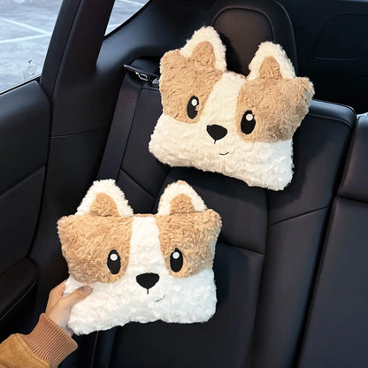 Dog Car Seat Headrest Pillow Plush Head Protector Cartoon Panda Travel Pillow Auto Cute Cushion Interior Accessories For Kids