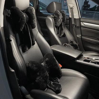New Bowknot Car Headrest Pillow Lovely Auto Seat Head Support Neck Protector Cushion Plush Automobiles Lumbar Rest Car Kits
